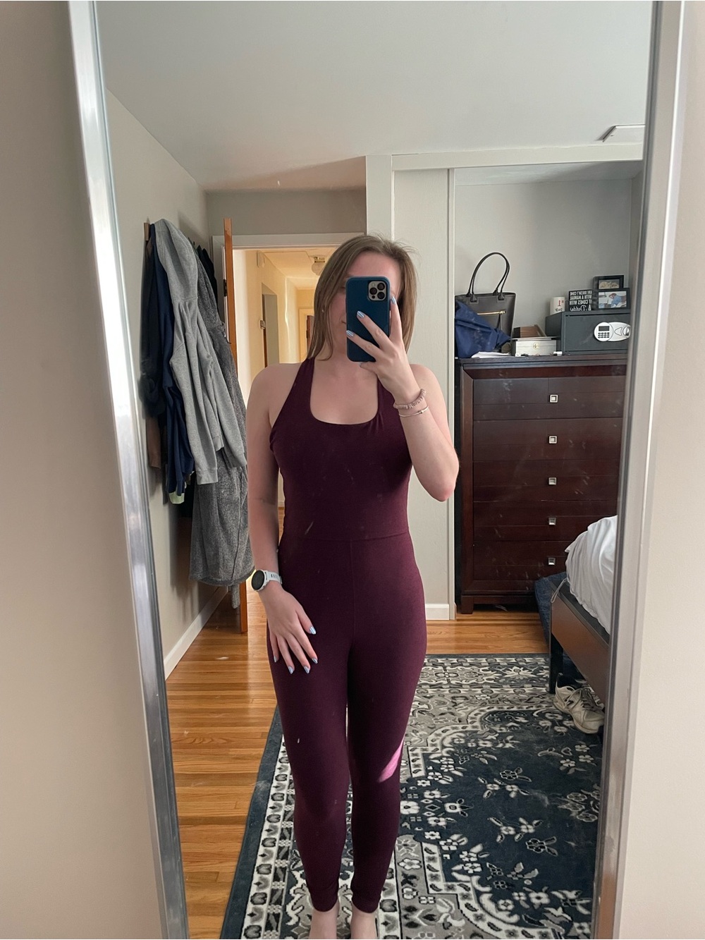 Sculpting Racerback Jumpsuit in Wine